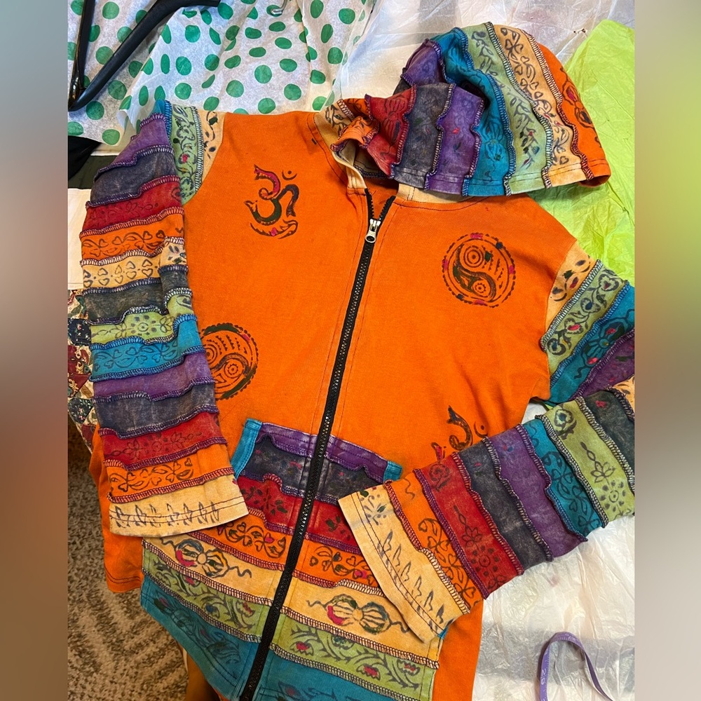 Women’s orange Nepal chakra jacket size M